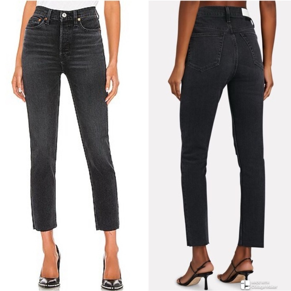 Re/Done 90’s High-Rise Ankle Crop Jeans in Faded Coal
